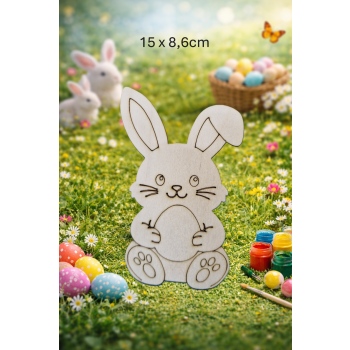 Królik Wielkanocny z jajkiem 15cm, królik 15cm, sklejka 3mm